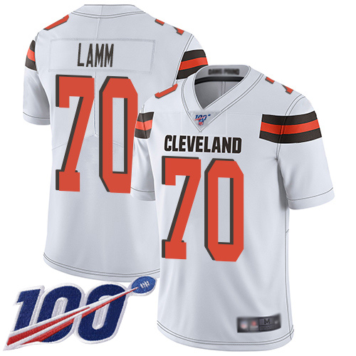 Cleveland Browns Kendall Lamm Men White Limited Jersey #70 NFL Football Road 100th Season Vapor Untouchable->cleveland browns->NFL Jersey
